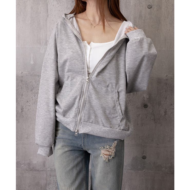 フーディパーカーレディース 薄手スウェットブルゾン ドロップショルダー | SUNSHINE CLOSET | 詳細画像23 