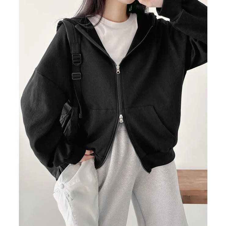 フーディパーカーレディース 薄手スウェットブルゾン ドロップショルダー | SUNSHINE CLOSET | 詳細画像5 