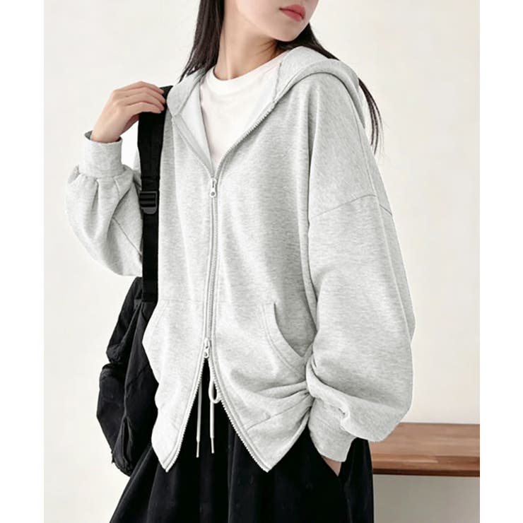 フーディパーカーレディース 薄手スウェットブルゾン ドロップショルダー | SUNSHINE CLOSET | 詳細画像9 