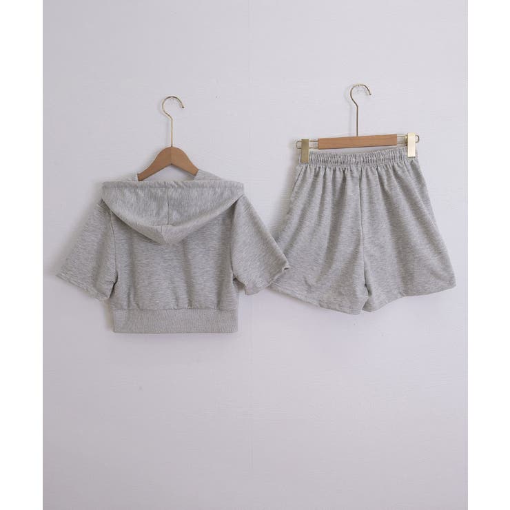 ジップアップパーカー クロップド丈トップス夏 ハイウエストショートパンツ | SUNSHINE CLOSET | 詳細画像25 