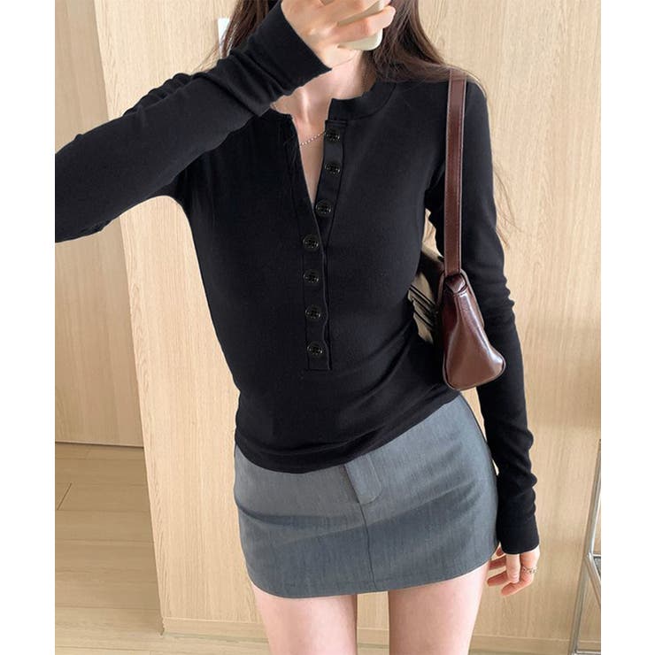 ハーフボタンカットソー長袖タイトtシャツ | SUNSHINE CLOSET | 詳細画像10 