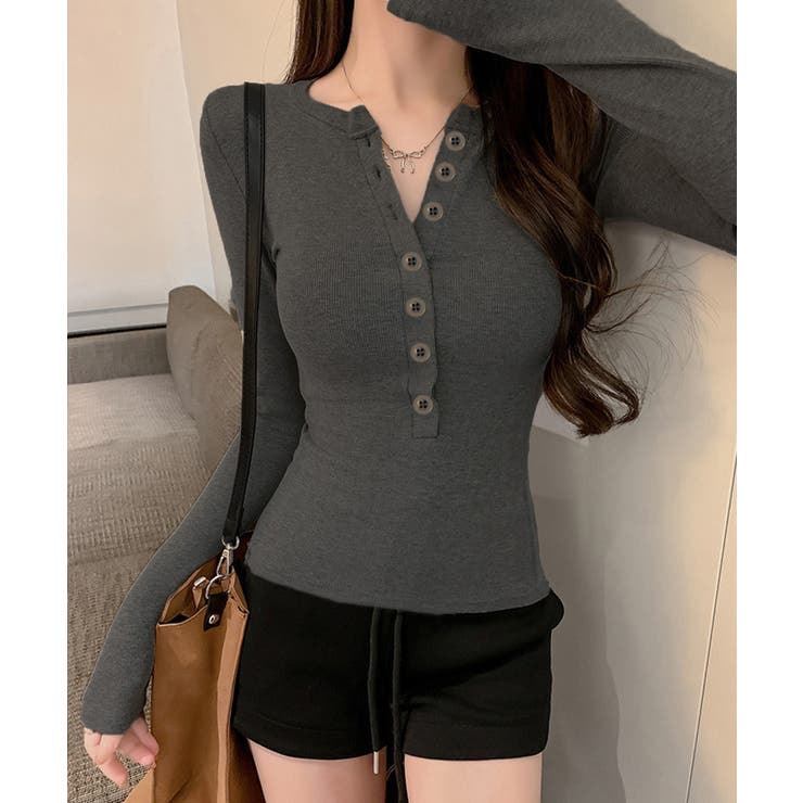 ハーフボタンカットソー長袖タイトtシャツ | SUNSHINE CLOSET | 詳細画像13 