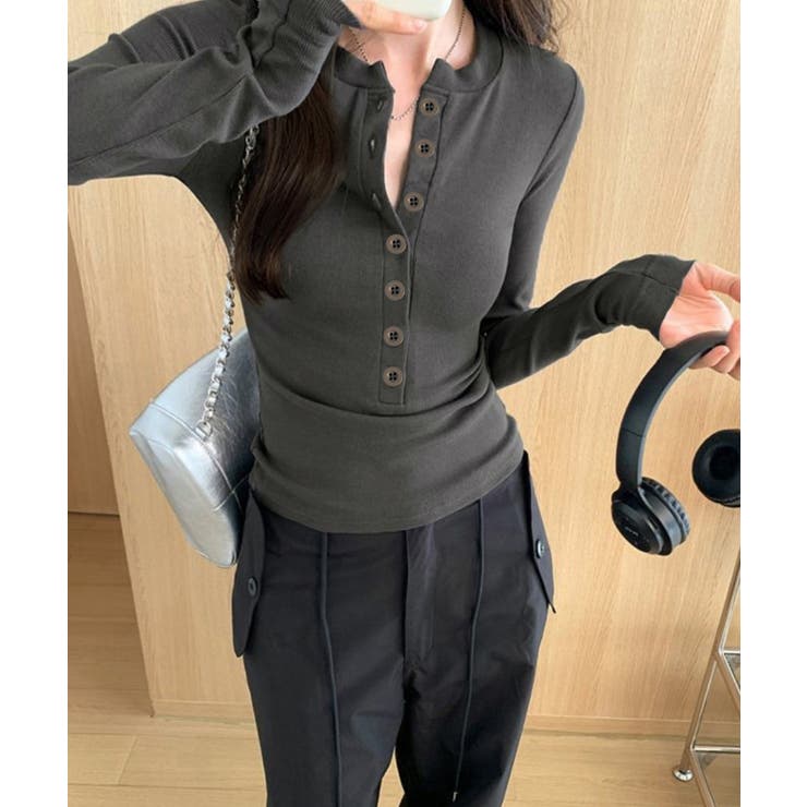 ハーフボタンカットソー長袖タイトtシャツ | SUNSHINE CLOSET | 詳細画像15 