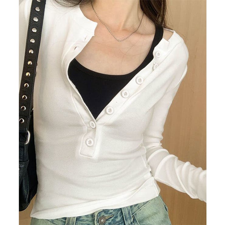 ハーフボタンカットソー長袖タイトtシャツ | SUNSHINE CLOSET | 詳細画像2 