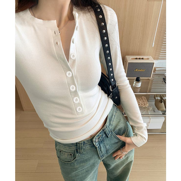 ハーフボタンカットソー長袖タイトtシャツ | SUNSHINE CLOSET | 詳細画像4 