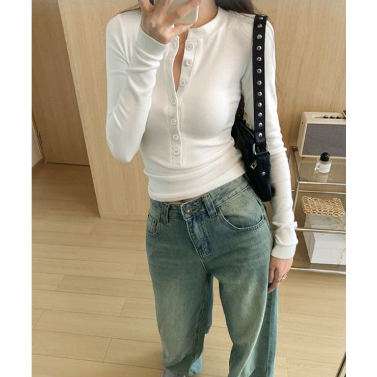 ハーフボタンカットソー長袖タイトtシャツ | SUNSHINE CLOSET | 詳細画像5 