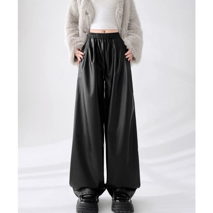 フェイクレザーワイドパンツ ハイウエスト | SUNSHINE CLOSET | 詳細画像1 