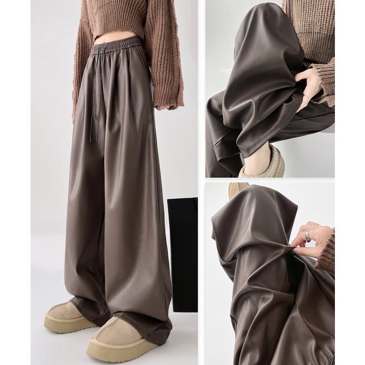 フェイクレザーワイドパンツ ハイウエスト | SUNSHINE CLOSET | 詳細画像9 