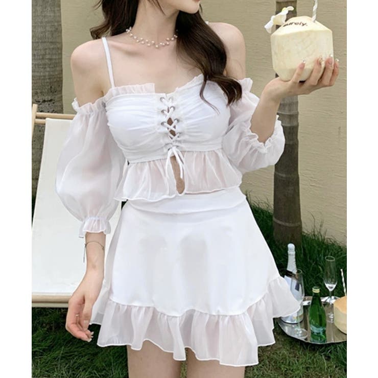 体型カバー水着レディース フリルトップス シアースリーブ付き | SUNSHINE CLOSET | 詳細画像1 