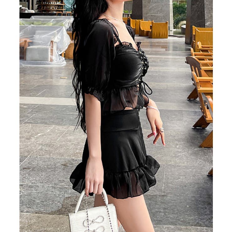 体型カバー水着レディース フリルトップス シアースリーブ付き | SUNSHINE CLOSET | 詳細画像13 