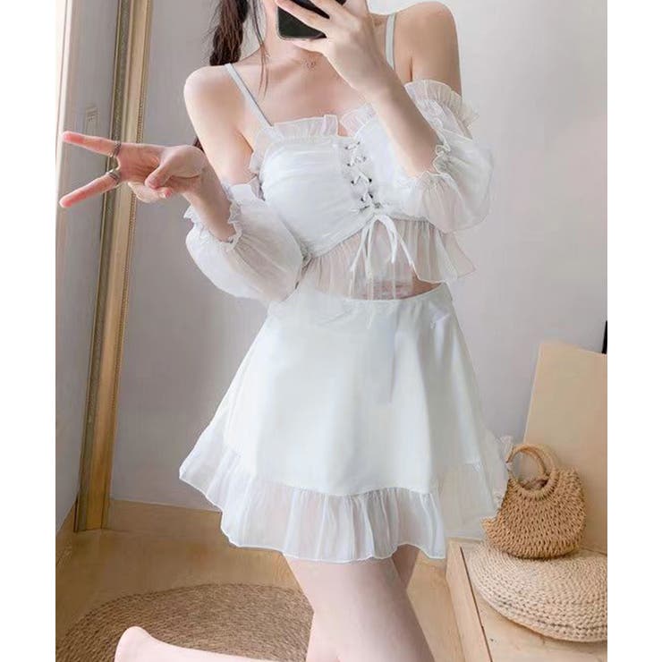 体型カバー水着レディース フリルトップス シアースリーブ付き | SUNSHINE CLOSET | 詳細画像16 
