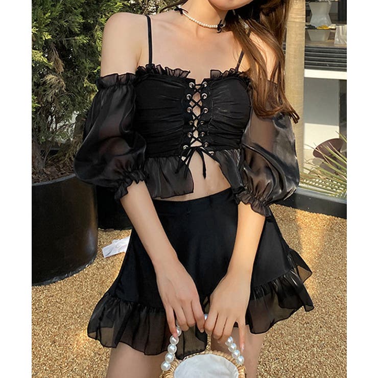 体型カバー水着レディース フリルトップス シアースリーブ付き | SUNSHINE CLOSET | 詳細画像5 