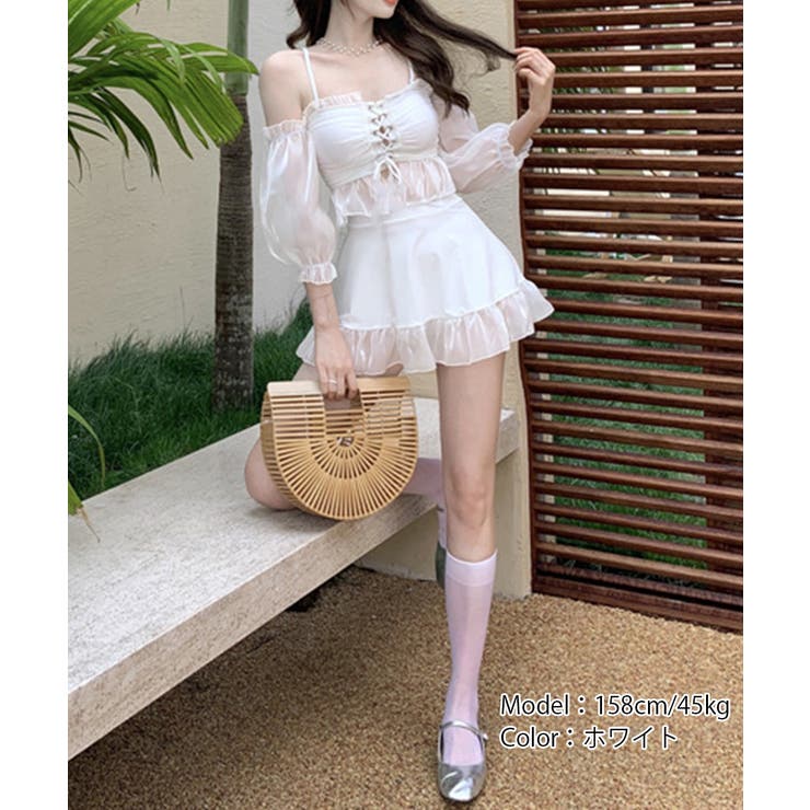 体型カバー水着レディース フリルトップス シアースリーブ付き | SUNSHINE CLOSET | 詳細画像7 