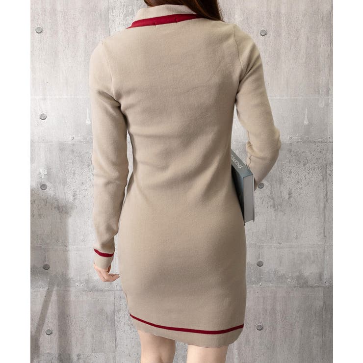 リボンタイミニワンピース配色ニットドレス | SUNSHINE CLOSET | 詳細画像22 