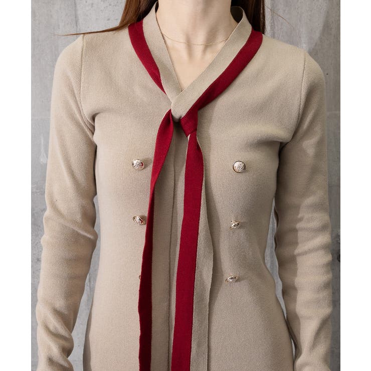 リボンタイミニワンピース配色ニットドレス | SUNSHINE CLOSET | 詳細画像23 