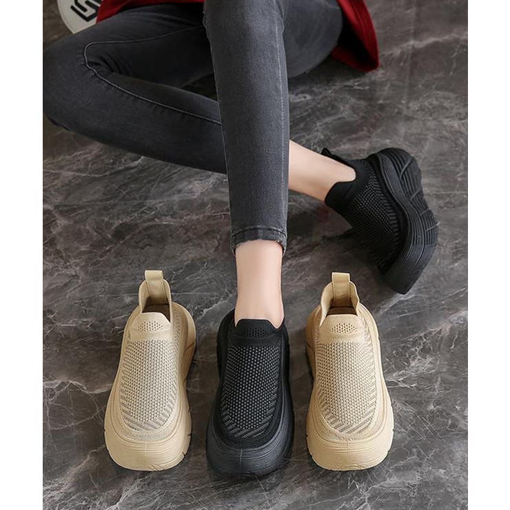 ニットアッパーシューズ レディース ボリュームソールスニーカー身長盛れる | SUNSHINE CLOSET | 詳細画像9 