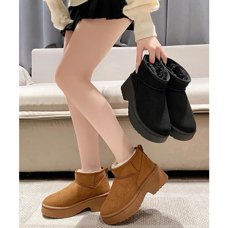 厚底ムートンブーツチャンキーヒールブーツ | SUNSHINE CLOSET | 詳細画像12 