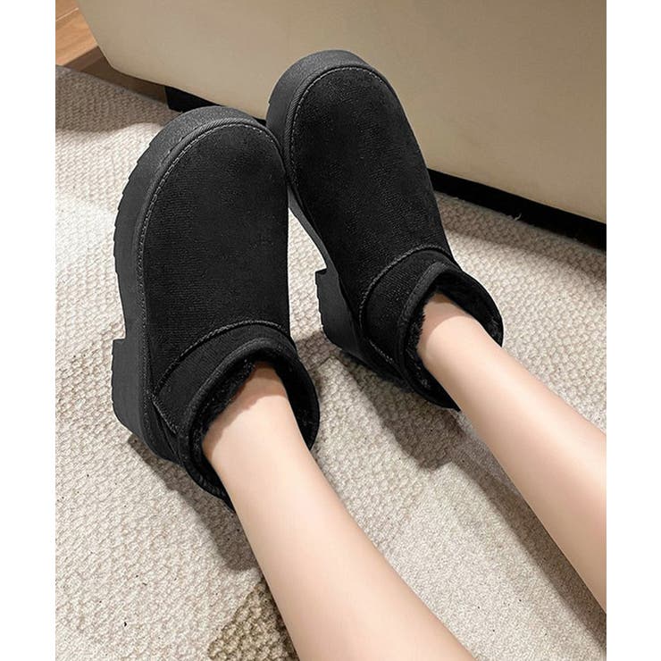 厚底ムートンブーツチャンキーヒールブーツ | SUNSHINE CLOSET | 詳細画像3 