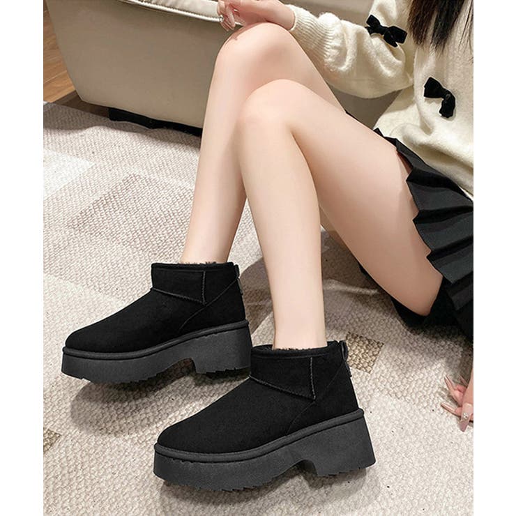 厚底ムートンブーツチャンキーヒールブーツ | SUNSHINE CLOSET | 詳細画像4 