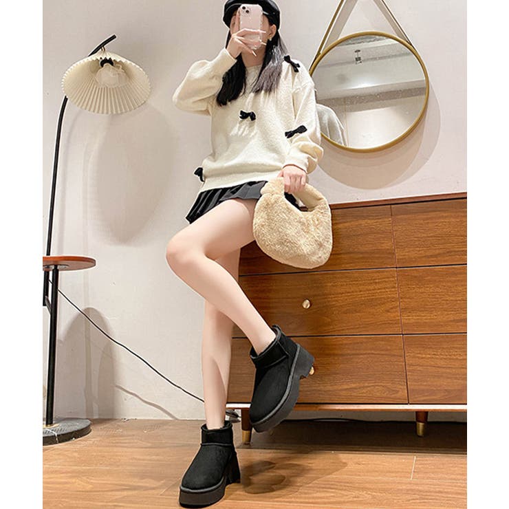 厚底ムートンブーツチャンキーヒールブーツ | SUNSHINE CLOSET | 詳細画像6 