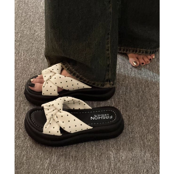 レディースボリュームソールサンダル 大人可愛いつっかけサンダル 歩きやすいスリッ… | SUNSHINE CLOSET | 詳細画像2 