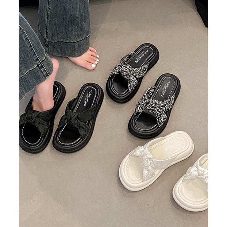 レディースボリュームソールサンダル 大人可愛いつっかけサンダル 歩きやすいスリッ… | SUNSHINE CLOSET | 詳細画像26 