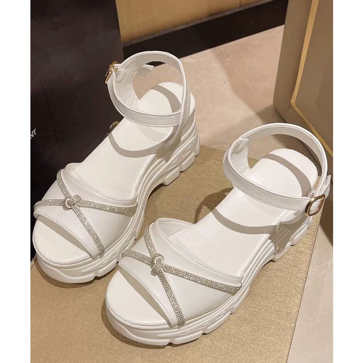 アンクルスストラップサンダル エレガント ラインストーンリボンサマーサンダル | SUNSHINE CLOSET | 詳細画像17 