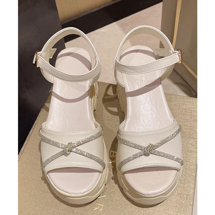 アンクルスストラップサンダル エレガント ラインストーンリボンサマーサンダル | SUNSHINE CLOSET | 詳細画像19 