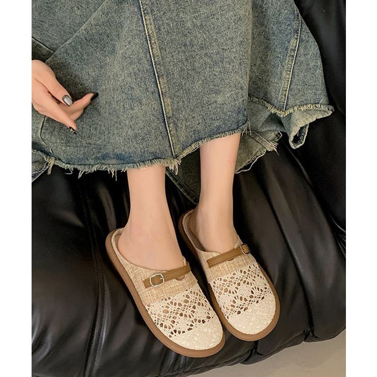 リネンライク レース調フラットサンダルナチュラル 美脚サマーサンダル通気性ぺたん… | SUNSHINE CLOSET | 詳細画像14 