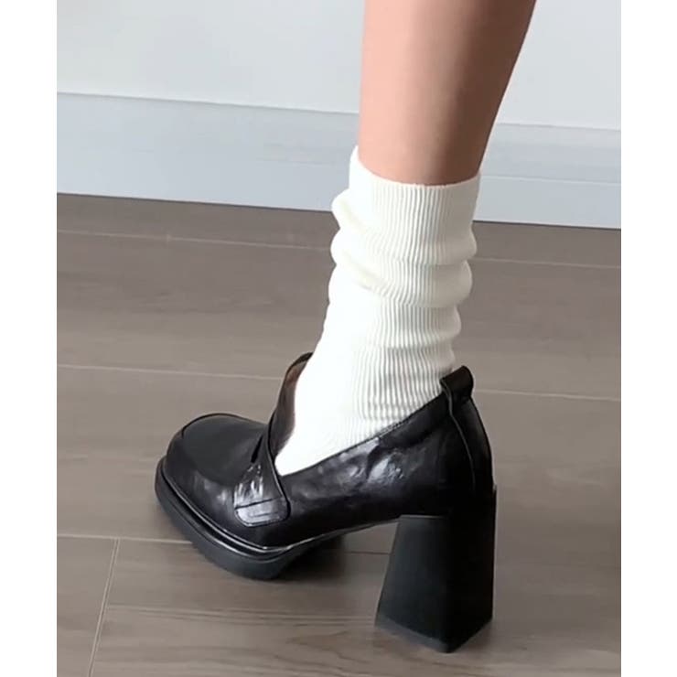 歩きやすい チャンキーヒールパンプス 疲れないPUレザー靴 | SUNSHINE CLOSET | 詳細画像12 