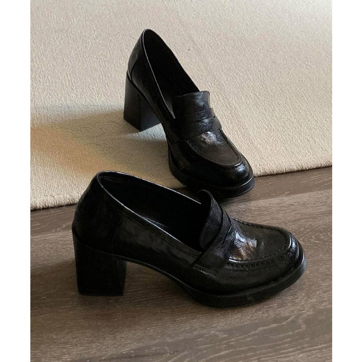 歩きやすい チャンキーヒールパンプス 疲れないPUレザー靴 | SUNSHINE CLOSET | 詳細画像18 