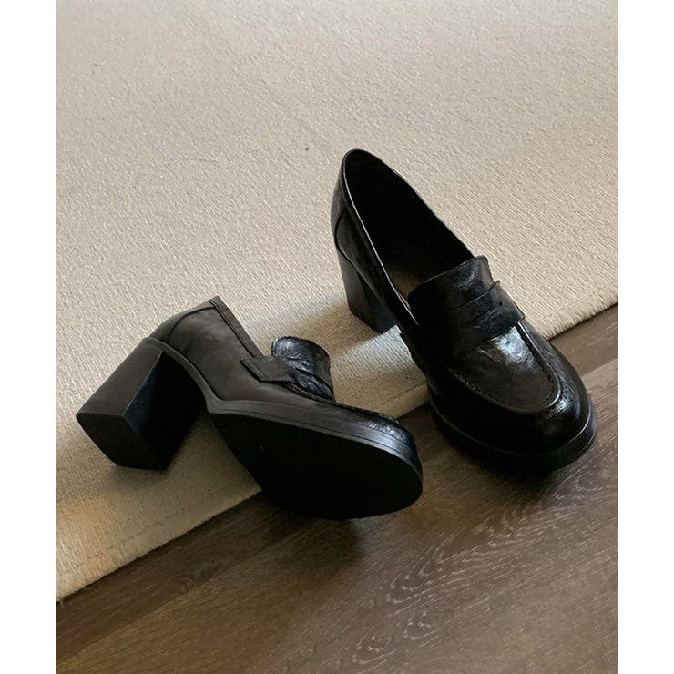 歩きやすい チャンキーヒールパンプス 疲れないPUレザー靴 | SUNSHINE CLOSET | 詳細画像19 