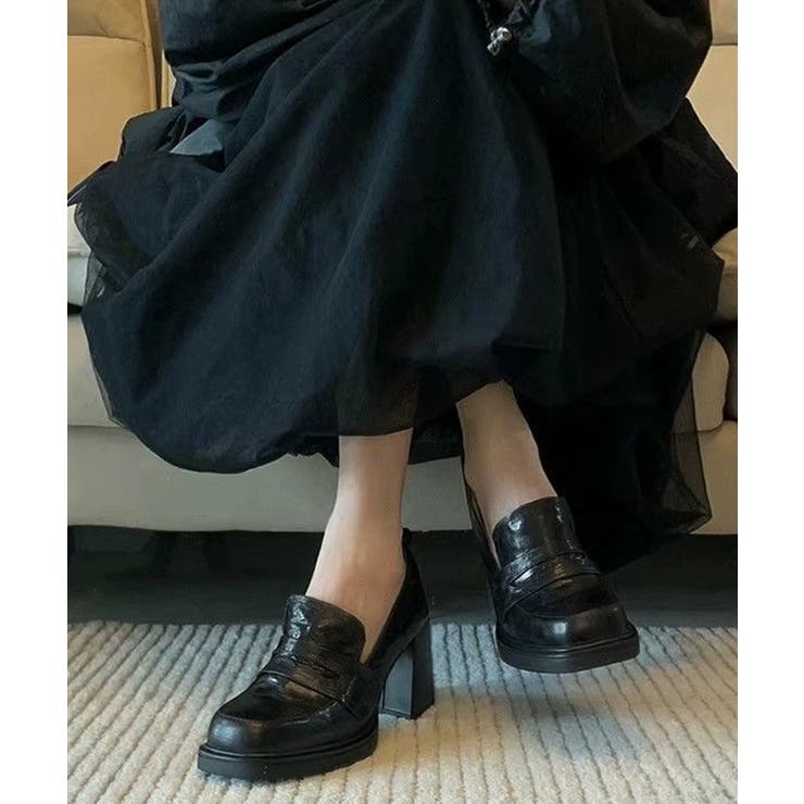 歩きやすい チャンキーヒールパンプス 疲れないPUレザー靴 | SUNSHINE CLOSET | 詳細画像4 