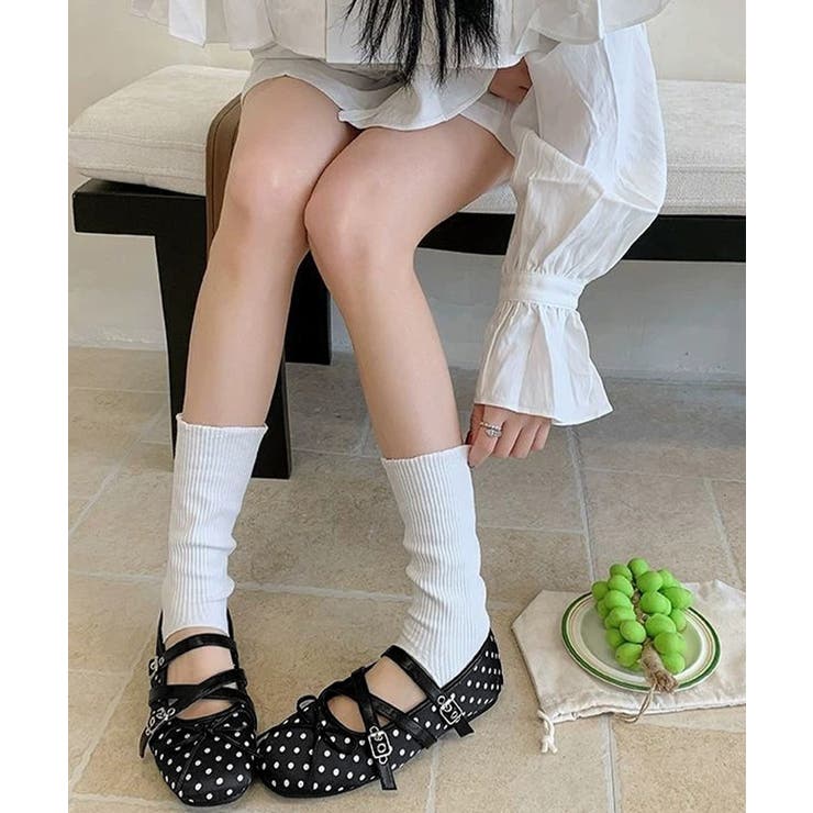クラシカルドットバレエシューズ ダブルストラップフラットパンプス ガーリー靴韓国… | SUNSHINE CLOSET | 詳細画像3 