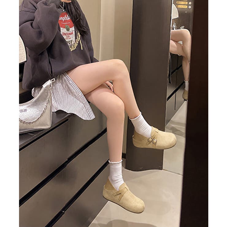 インヒール厚底靴 ラウンドトゥスリッポンレトロカジュアルモカシン ダブルベルトモ… | SUNSHINE CLOSET | 詳細画像9 