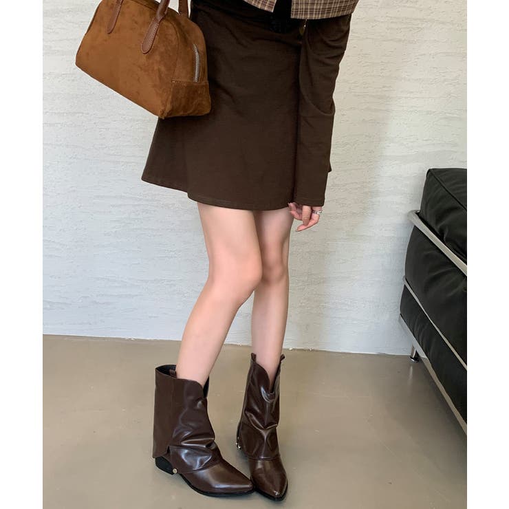 レディース 美脚ポインテッドブーツ ヴィンテージ風レザー調カバーブーツ | SUNSHINE CLOSET | 詳細画像15 
