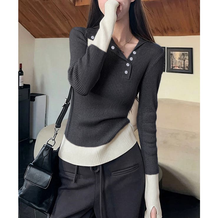 大人可愛い韓国風セーター 細身ニットレディース きれいめタイトニットカットソー | SUNSHINE CLOSET | 詳細画像11 