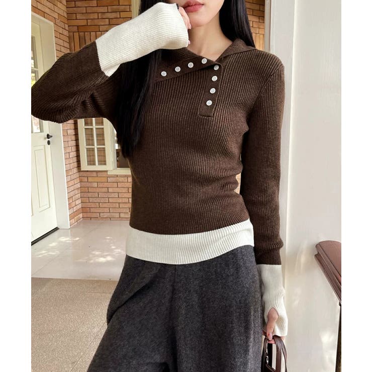 大人可愛い韓国風セーター 細身ニットレディース きれいめタイトニットカットソー | SUNSHINE CLOSET | 詳細画像15 