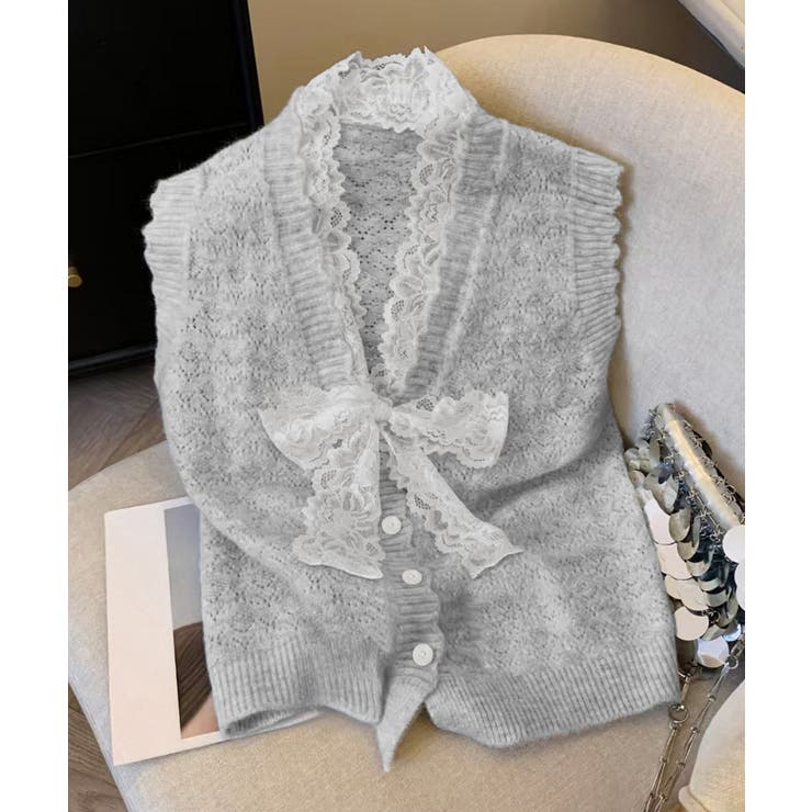 ニットベストネックラインレースニットジレ | SUNSHINE CLOSET | 詳細画像12 