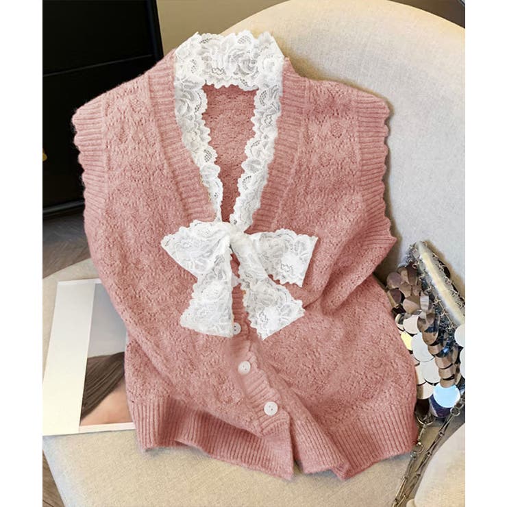 ニットベストネックラインレースニットジレ | SUNSHINE CLOSET | 詳細画像16 