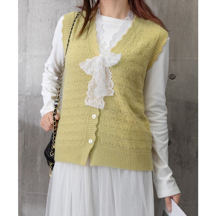 ニットベストネックラインレースニットジレ | SUNSHINE CLOSET | 詳細画像20 