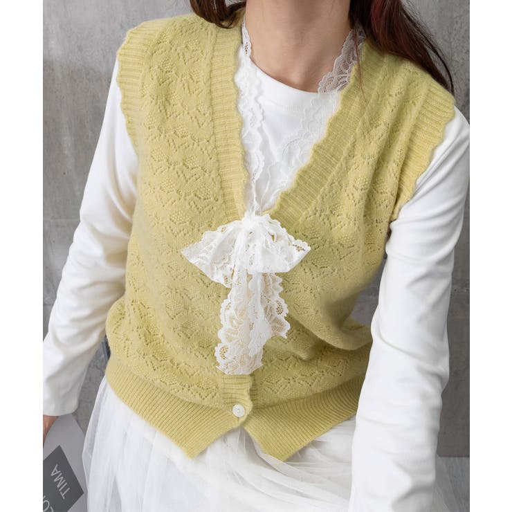 ニットベストネックラインレースニットジレ | SUNSHINE CLOSET | 詳細画像21 