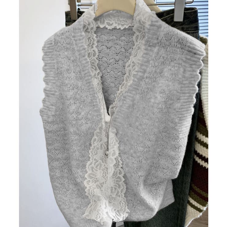 ニットベストネックラインレースニットジレ | SUNSHINE CLOSET | 詳細画像8 
