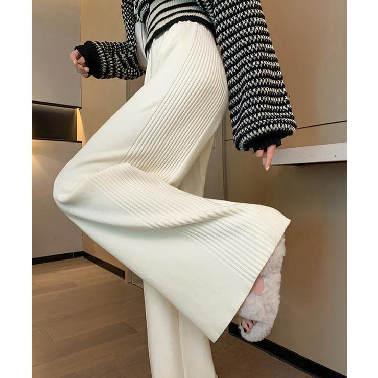 サイド縦ラインニットパンツ ワイドパンツ | SUNSHINE CLOSET | 詳細画像1 