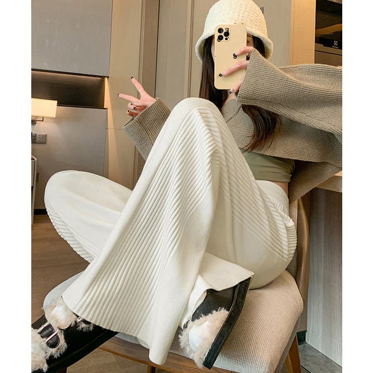 サイド縦ラインニットパンツ ワイドパンツ | SUNSHINE CLOSET | 詳細画像18 