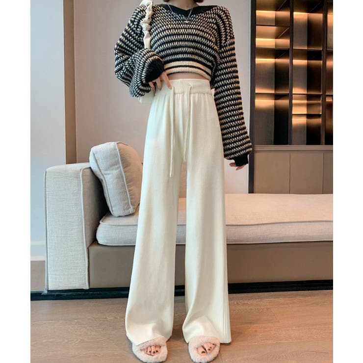 サイド縦ラインニットパンツ ワイドパンツ | SUNSHINE CLOSET | 詳細画像2 