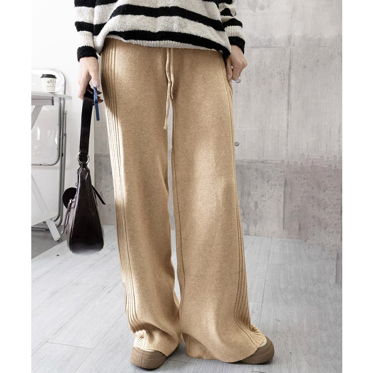 サイド縦ラインニットパンツ ワイドパンツ | SUNSHINE CLOSET | 詳細画像20 