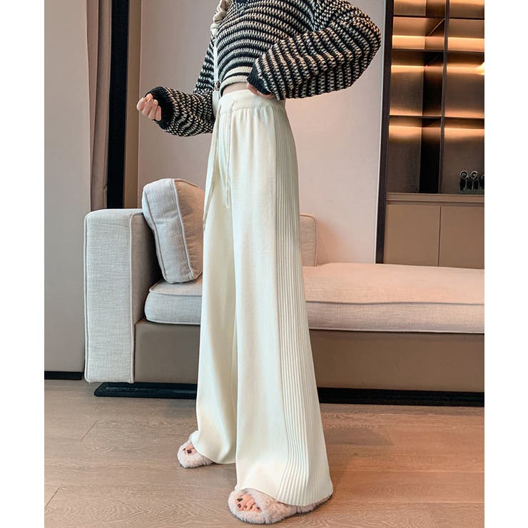 サイド縦ラインニットパンツ ワイドパンツ | SUNSHINE CLOSET | 詳細画像3 