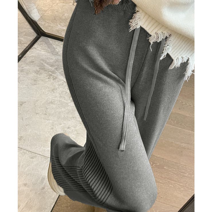 サイド縦ラインニットパンツ ワイドパンツ | SUNSHINE CLOSET | 詳細画像9 