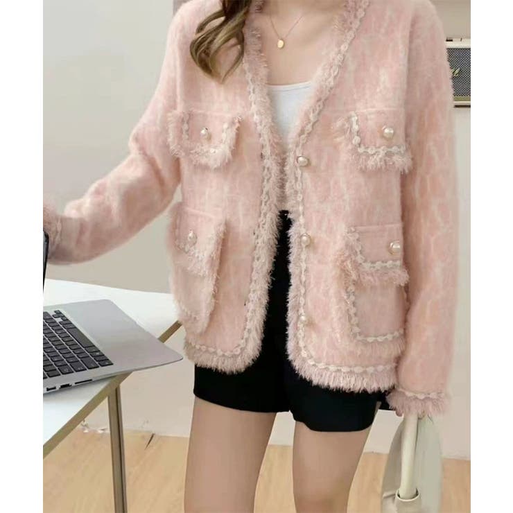 ツイード風ニットジャケットレディース上品 | SUNSHINE CLOSET | 詳細画像10 